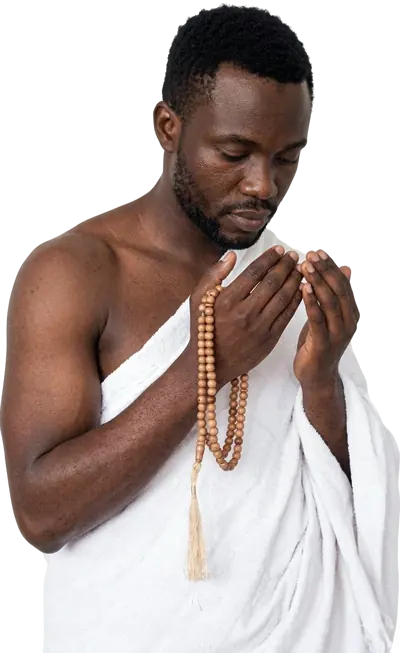 Pilgrim in ihram making dua
